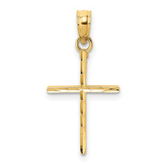 14K Real Yellow Gold Polished Cross Charm Pendant - JewelryAffairs