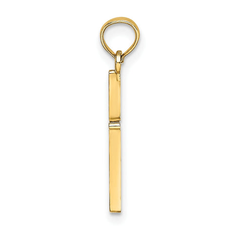 14K Real Yellow Gold Polished Cross Charm Pendant