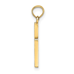 14K Real Yellow Gold Polished Cross Charm Pendant - JewelryAffairs