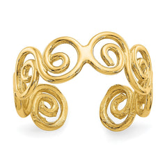 14k Real Yellow Gold Spiral Design Summer Toe Ring