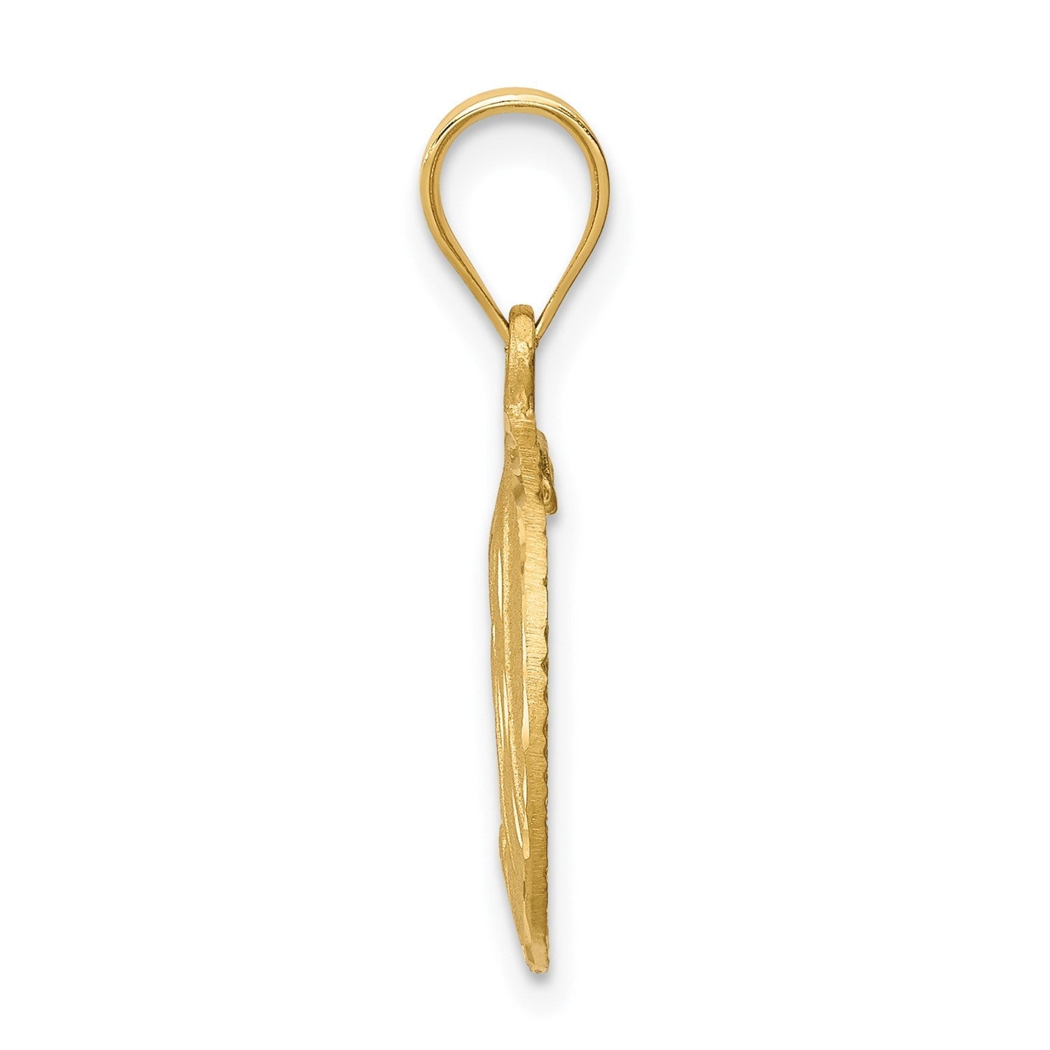 14k Real Yellow Solid Gold Brushed Diamond Cut Virgin Mary Pendant Charm, 23mm - JewelryAffairs