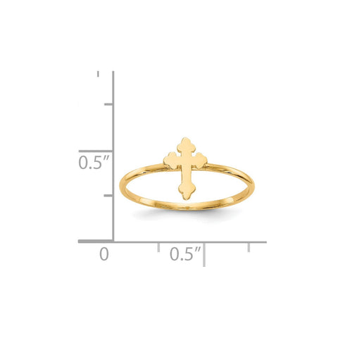 14k Real Yellow Solid Gold Cross Design Ring, Size 7