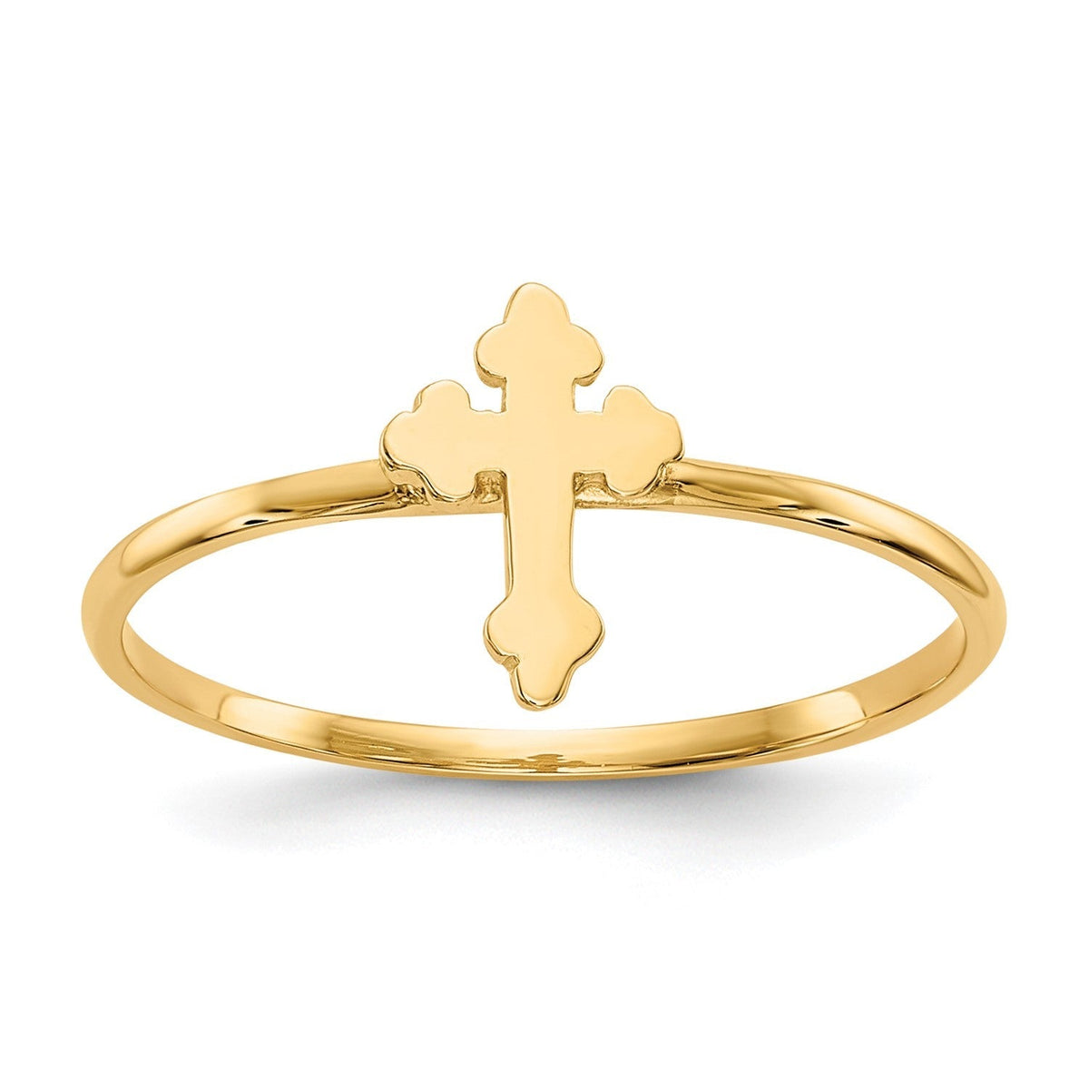 14k Real Yellow Solid Gold Cross Design Ring, Size 7