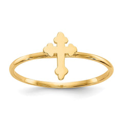 14k Real Yellow Solid Gold Cross Design Ring, Size 7