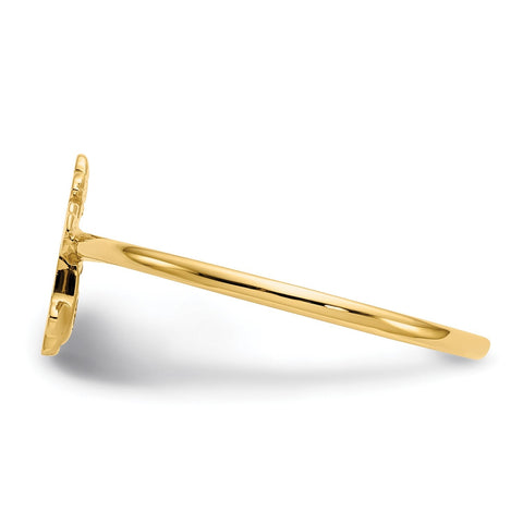 14k Real Yellow Solid Gold Cross Design Ring, Size 7