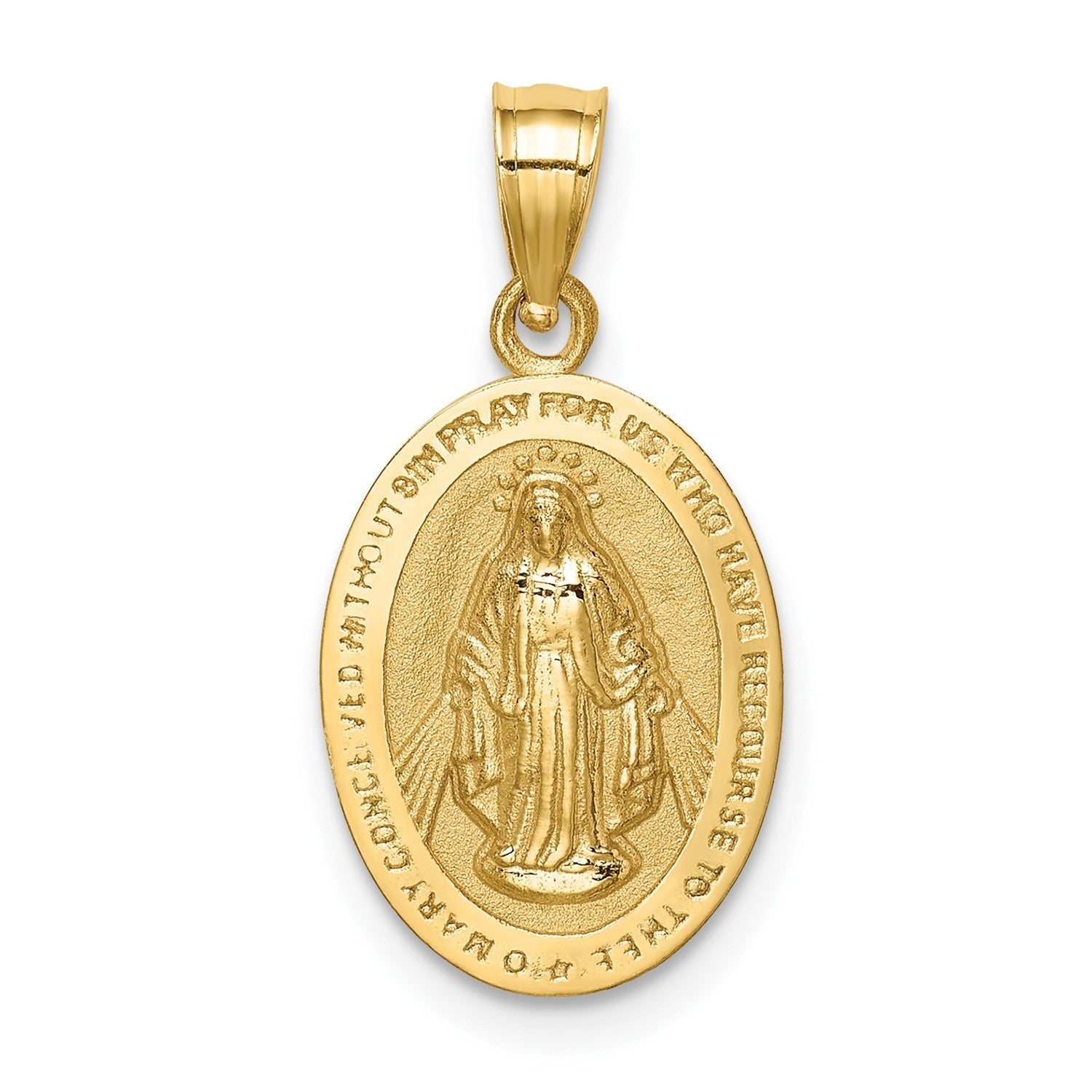 14k Real Yellow Solid Gold High Polished Miraculous Charm Pendant, 17mm