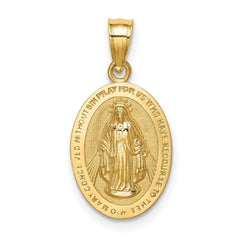14k Real Yellow Solid Gold High Polished Miraculous Charm Pendant, 17mm