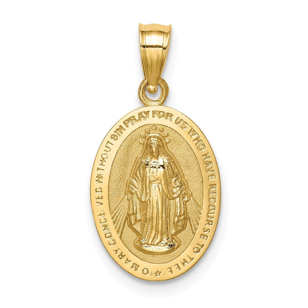 14k Real Yellow Solid Gold High Polished Miraculous Charm Pendant, 17mm