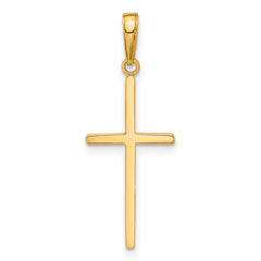 14k Real Yellow Solid Gold Polished Cross Pendant Charm 30x12mm - JewelryAffairs