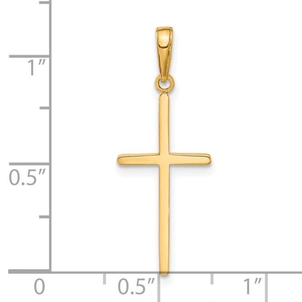 14k Real Yellow Solid Gold Polished Cross Pendant Charm 30x12mm - JewelryAffairs