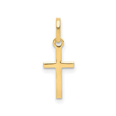 14k Real Yellow Solid Gold Small Cross Charm Pendant, 12x8mm