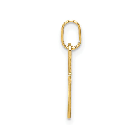 14k Real Yellow Solid Gold Small Cross Charm Pendant, 12x8mm