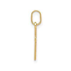 14k Real Yellow Solid Gold Small Cross Charm Pendant, 12x8mm