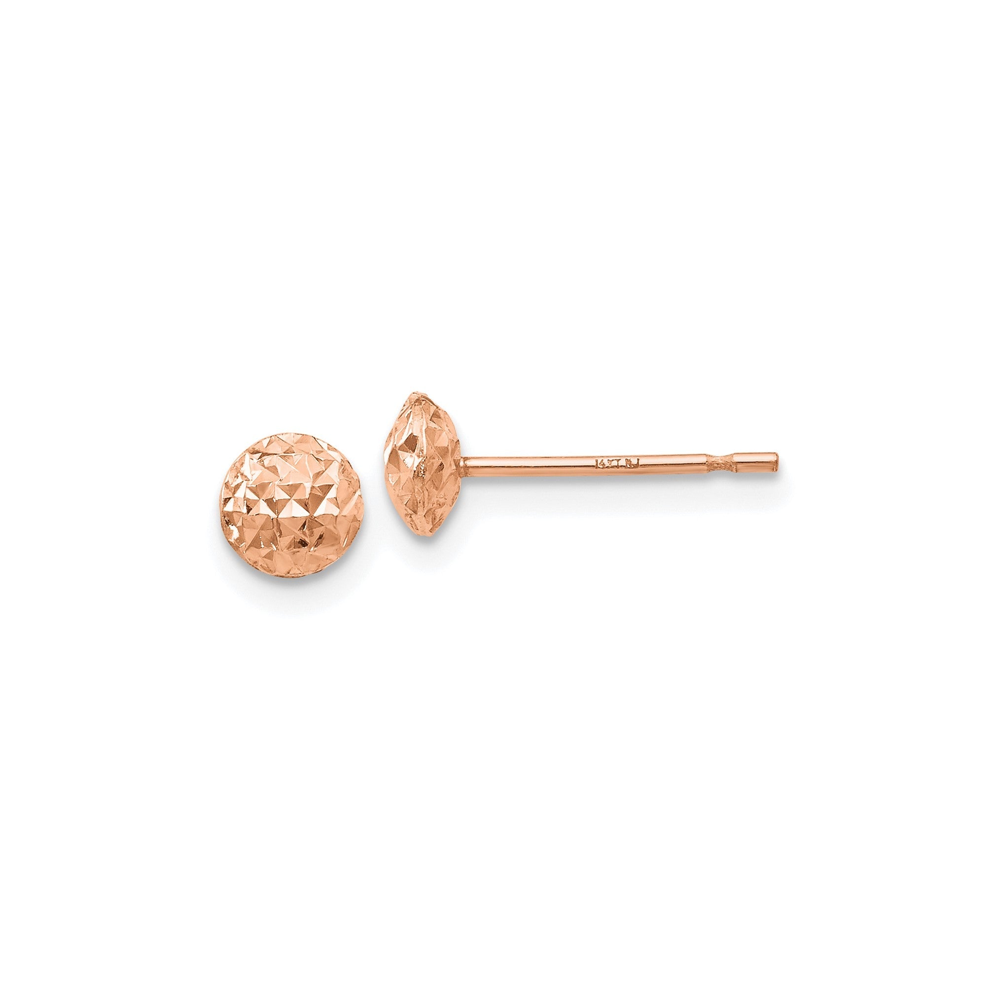 14K Rose Gold 5mm Diameter Puffed Circle Stud Earrings