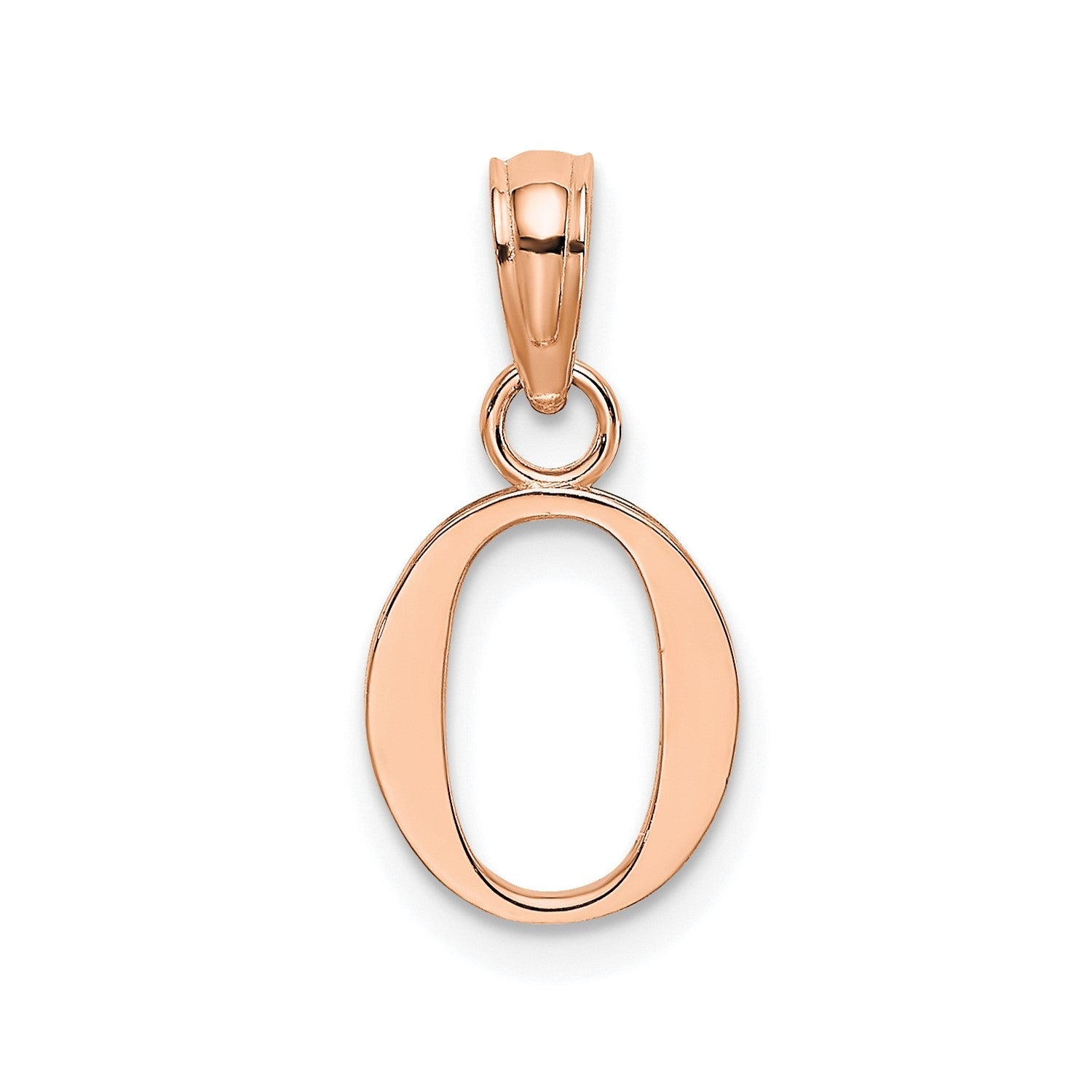 14K Rose Gold Polished Block Font Initial Letter Pendants, 13x10mm