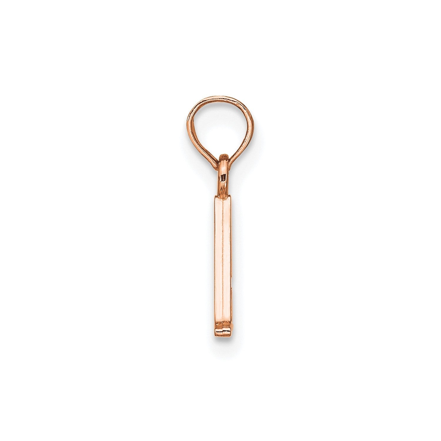 14K Rose Gold Polished Block Font Initial Letter Pendants, 13x10mm