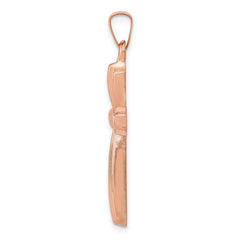 14K Rose Gold Textured and Polished Jesus Cross Pendant, 34x17mm
