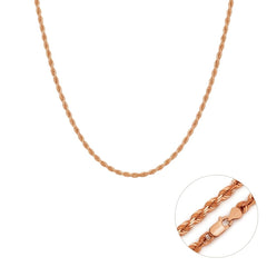 14k Rose Solid Gold Diamond Cut Rope Chain Necklace, 1.5mm - JewelryAffairs