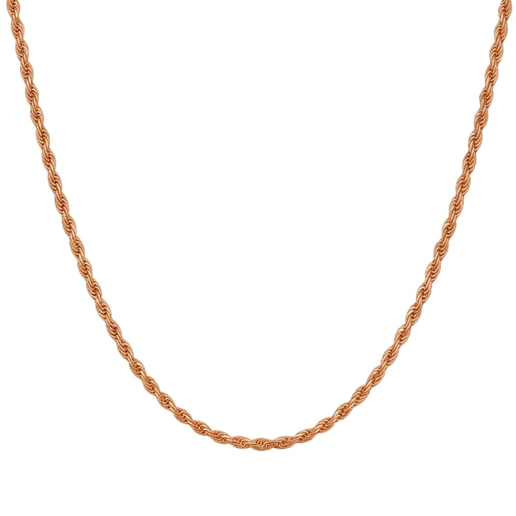 14k Rose Solid Gold Diamond Cut Rope Chain Necklace, 1.5mm - JewelryAffairs