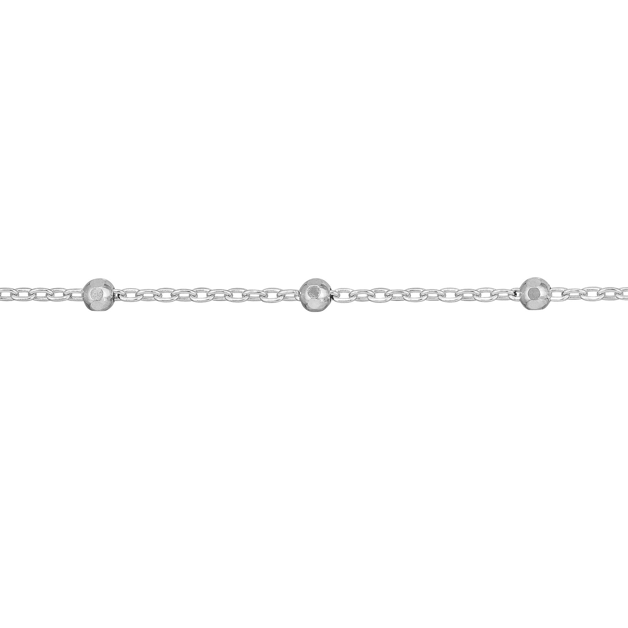 14k Solid Gold Faceted Bead Saturn Chain Anklet, 10" Length