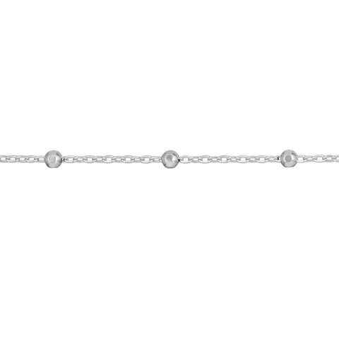 14k Solid Gold Faceted Bead Saturn Chain Anklet, 10" Length