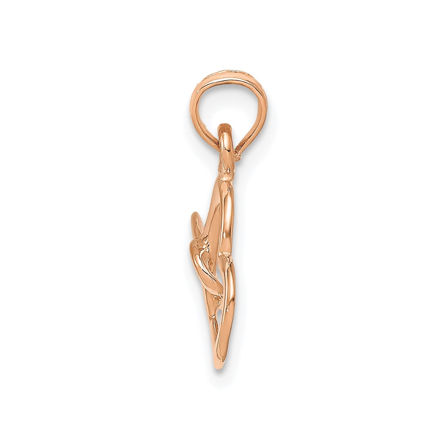 14K Solid Gold Intertwined Double Heart Pendant, 17x15mm - JewelryAffairs