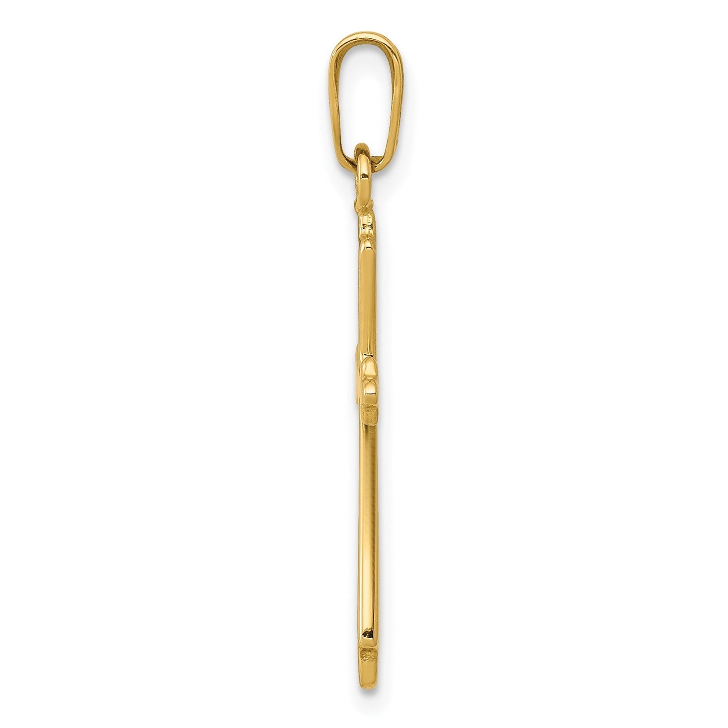 14K Solid Yellow Gold High Polished Unisex Cross Pendant, 28x12mm - JewelryAffairs