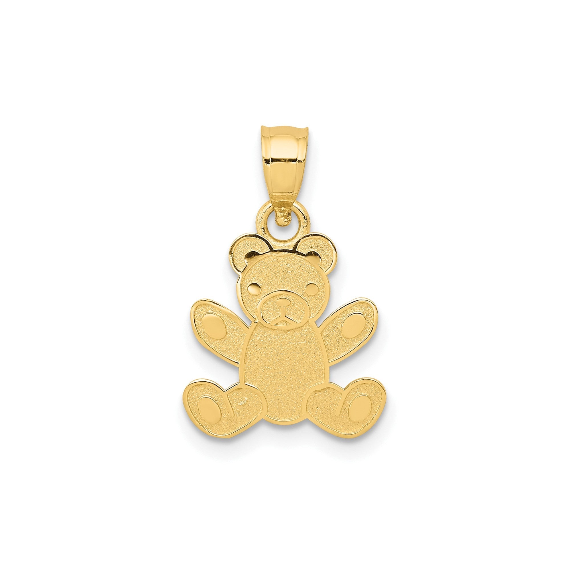 14k Solid Yellow Gold Teddy Bear Pendant, 20x12mm