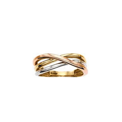 14k Tri Color Gold Shiny Fancy Womens Ring, Size 7