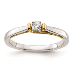 14k White and Yellow Real Gold 1/10 carat Round Diamond Promise Engagement Ring