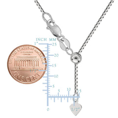 14k White Gold Adjustable Box Link Chain Necklace, 0.85mm, 22"