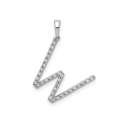 14K White Gold Diamond Letter Initial Pendant, 19x11mm