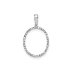 14K White Gold Diamond Letter Initial Pendant, 19x11mm