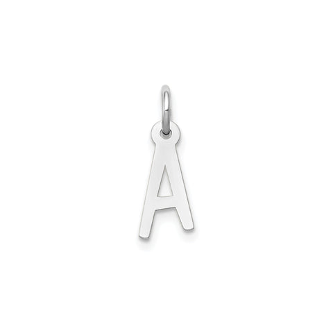 14K White Gold Initial Letter Pendant Charm, Block Style, 13mm x 6mm