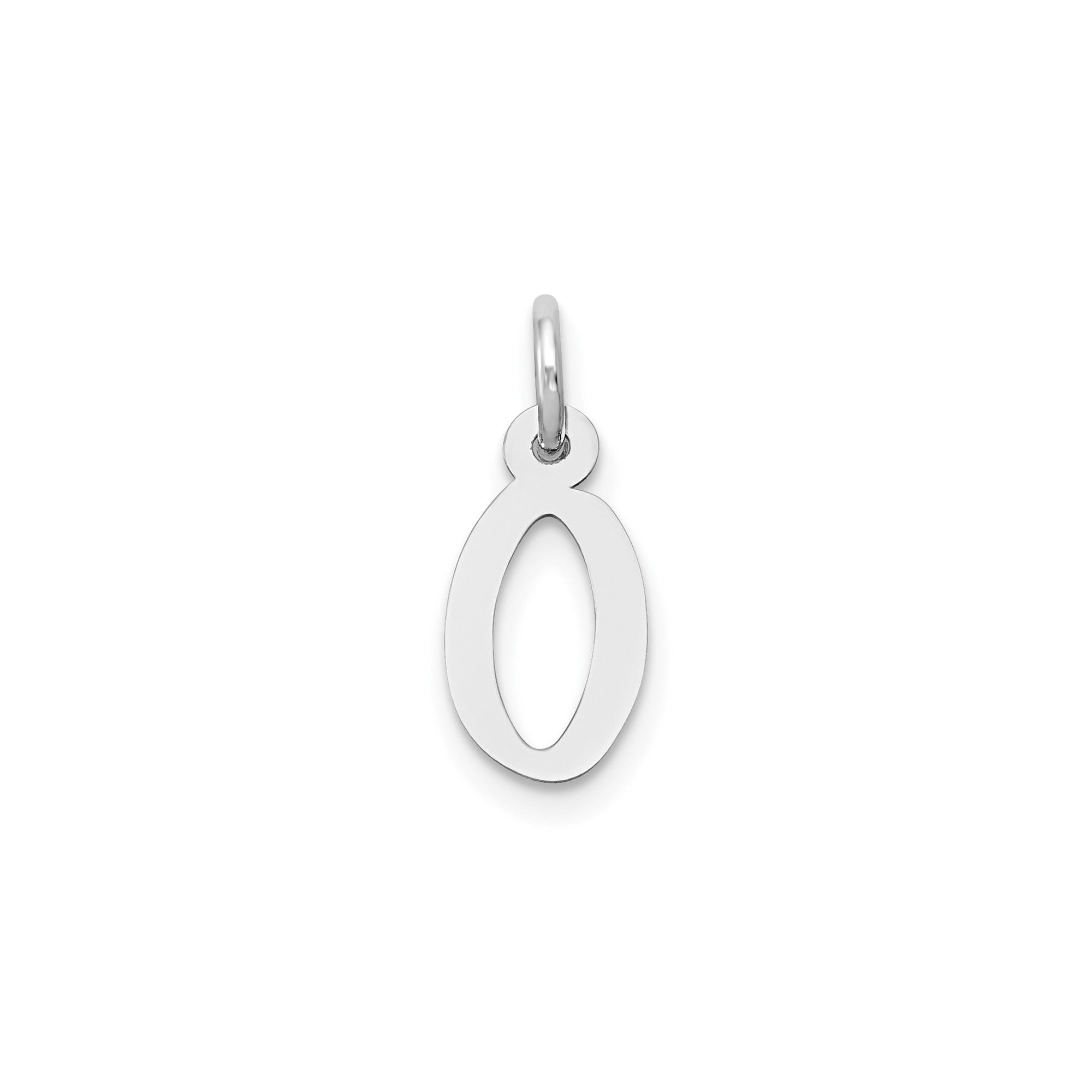 14K White Gold Initial Letter Pendant Charm, Block Style, 13mm x 6mm