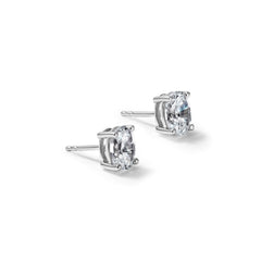 14k White Gold Lab Grown Diamond VS/SI+ G+ Oval Four Prong Stud Earrings