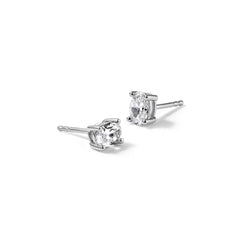 14k White Gold Lab Grown Diamond VS/SI+ G+ Oval Four Prong Stud Earrings
