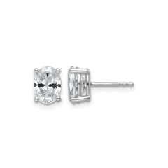 14k White Gold Lab Grown Diamond VS/SI+ G+ Oval Four Prong Stud Earrings