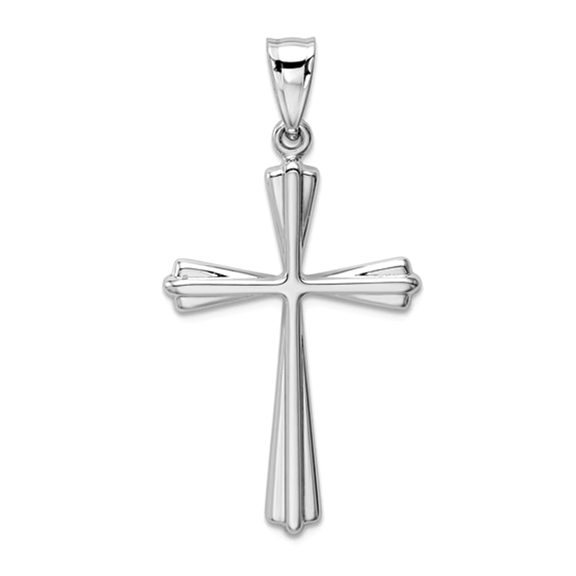 14k White Gold Polished Cross Pendant - JewelryAffairs