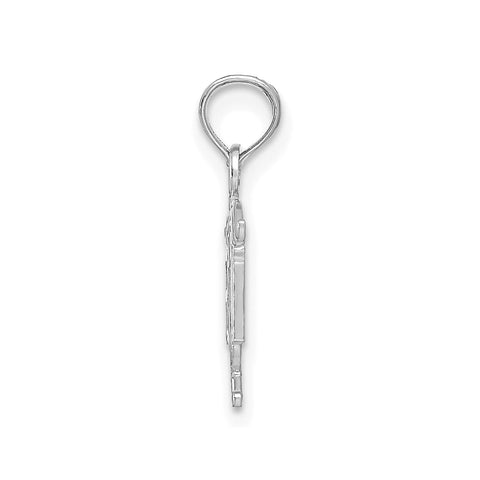 14K White Gold RN Registered Nurse Pendant Charm, 15x12mm