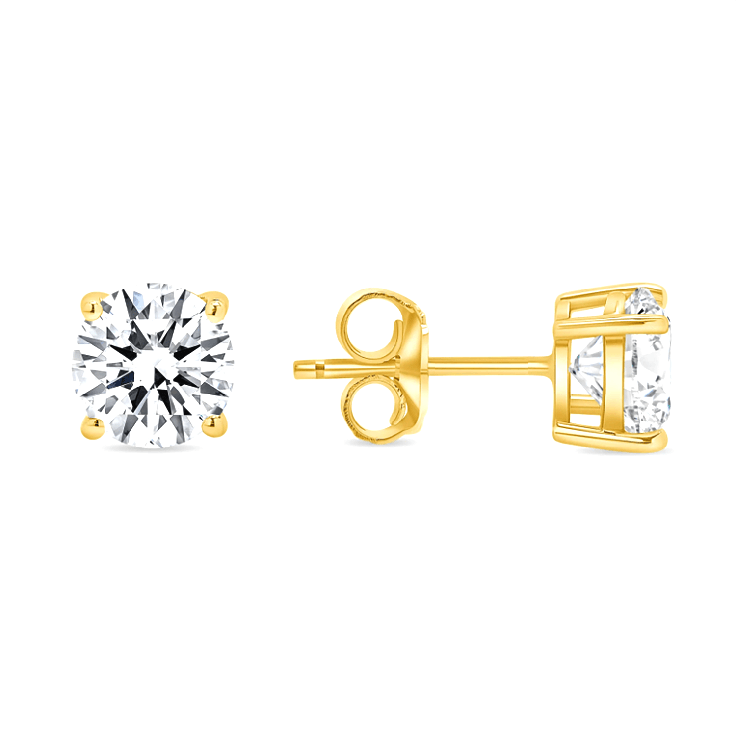 14k White Gold Round Diamond Stud Earrings - (G - H Color, SI2 Clarity) - JewelryAffairs