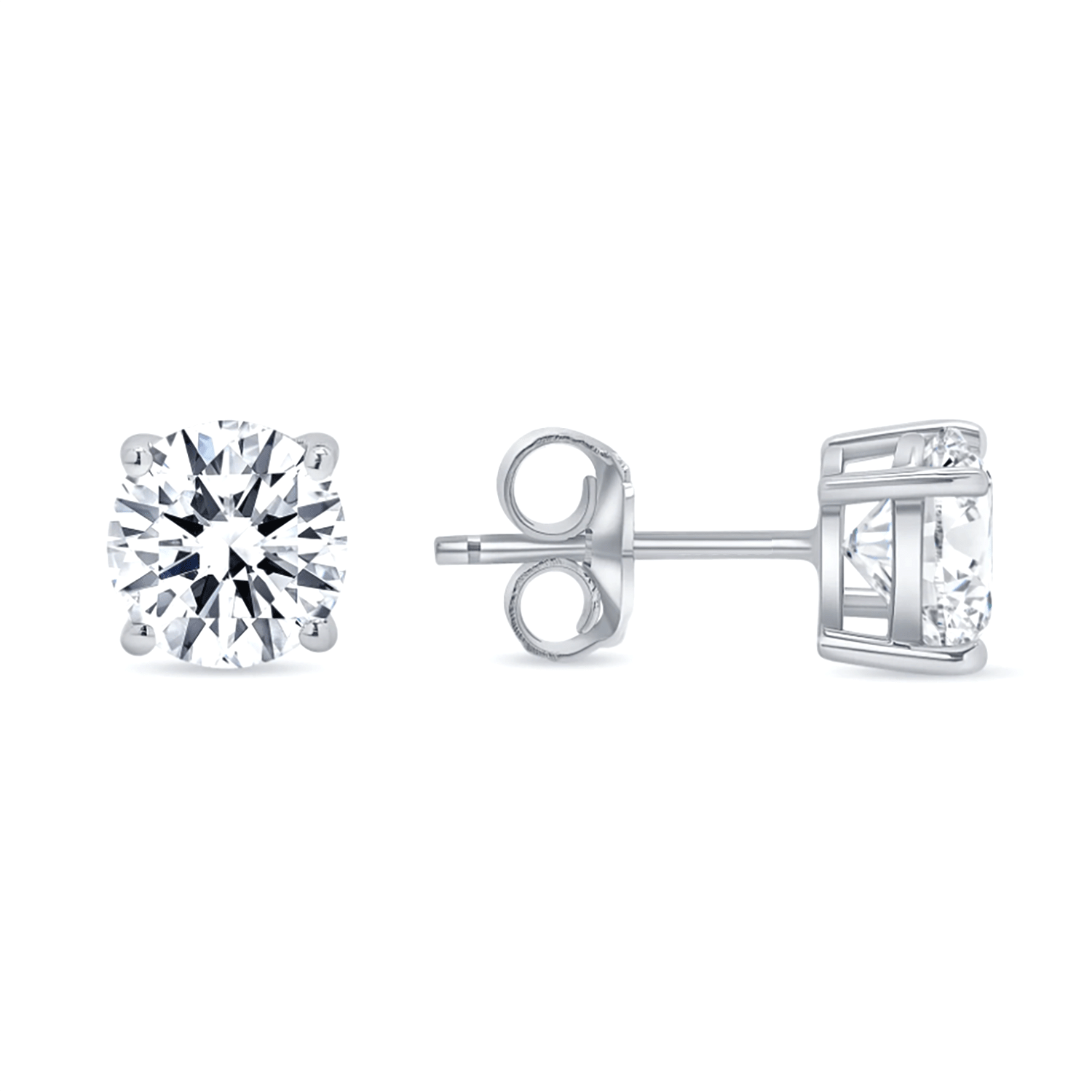14k White Gold Round Diamond Stud Earrings - (G - H Color, SI2 Clarity) - JewelryAffairs