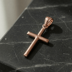 14k White Gold Shiny Round Tube Cross Pendant