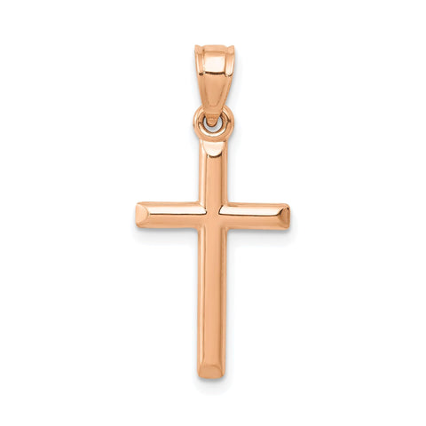 14k White Gold Shiny Round Tube Cross Pendant