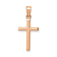 14k White Gold Shiny Round Tube Cross Pendant