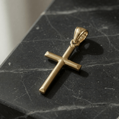14k White Gold Shiny Round Tube Cross Pendant