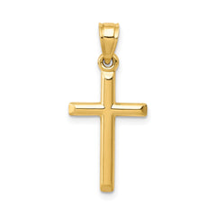 14k White Gold Shiny Round Tube Cross Pendant