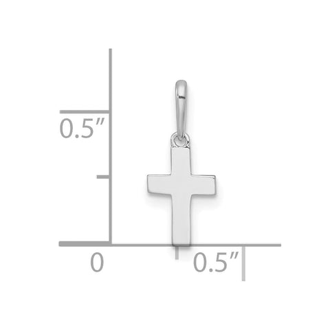 14K Real White Gold Small Cross Pendant, 16x7mm