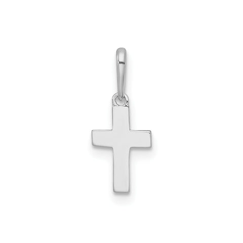 14K Real White Gold Small Cross Pendant, 16x7mm