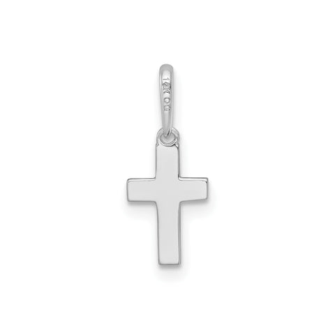 14K Real White Gold Small Cross Pendant, 16x7mm